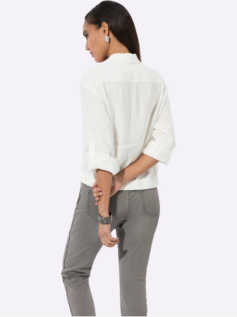 Chemisier Mélange De Modal Doux - Taille Standard - Helline Ecru - Kiabi