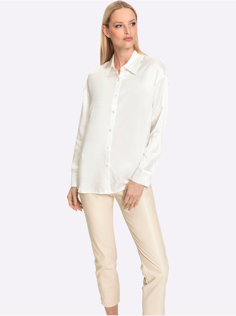 Chemisier Mélange De Soie Et Viscose De Qualité - Taille Standard - Helline Ecru - Kiabi