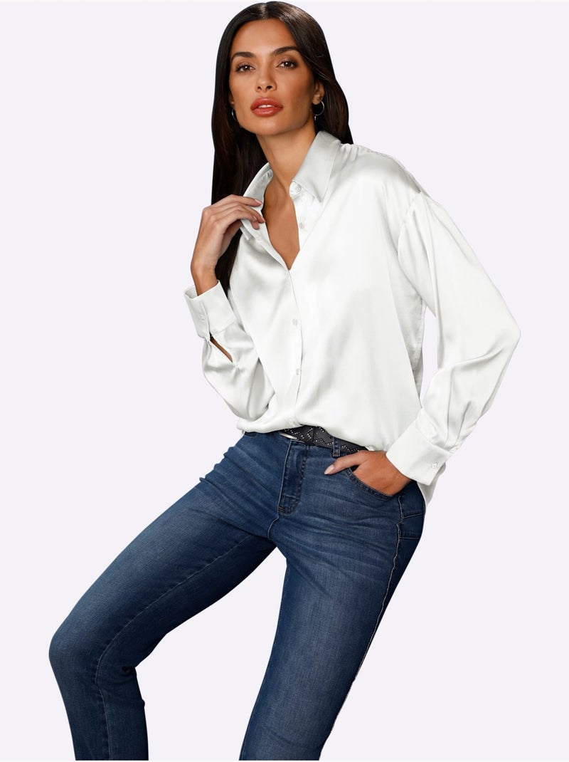Chemisier Mélange De Soie Et Viscose De Qualité - Taille Standard - Helline Ecru - Kiabi