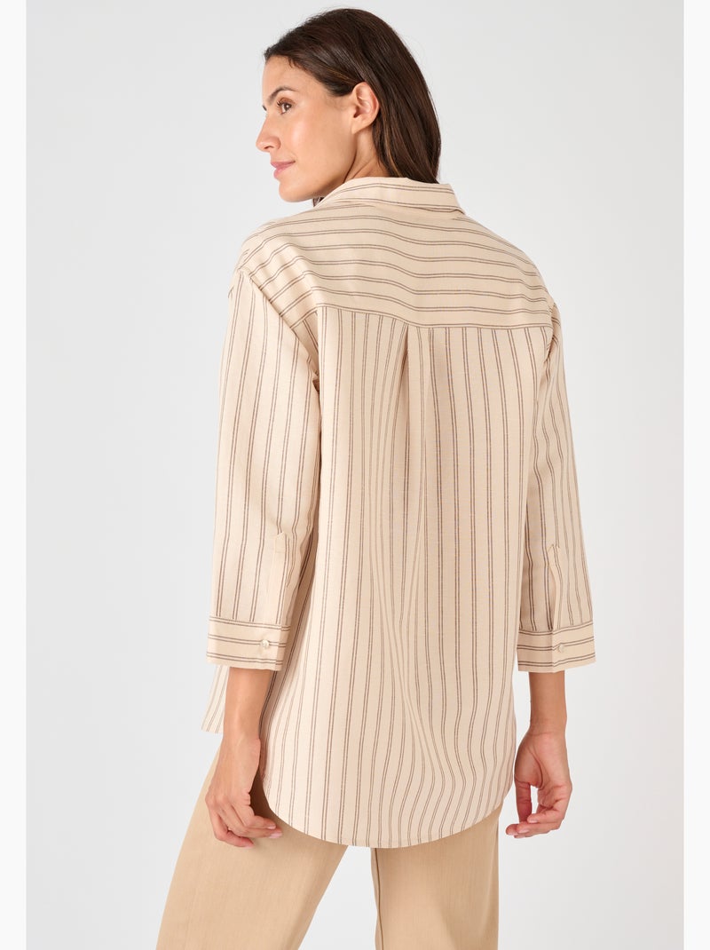 Chemisier mélange lin et viscose - Damart Marron - Kiabi