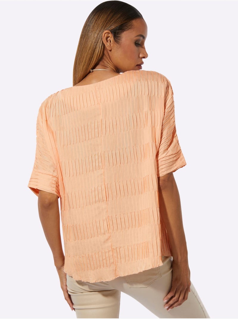 Chemisier Mélange Viscose-lin Estival - Taille Standard - Helline Abricot - Kiabi