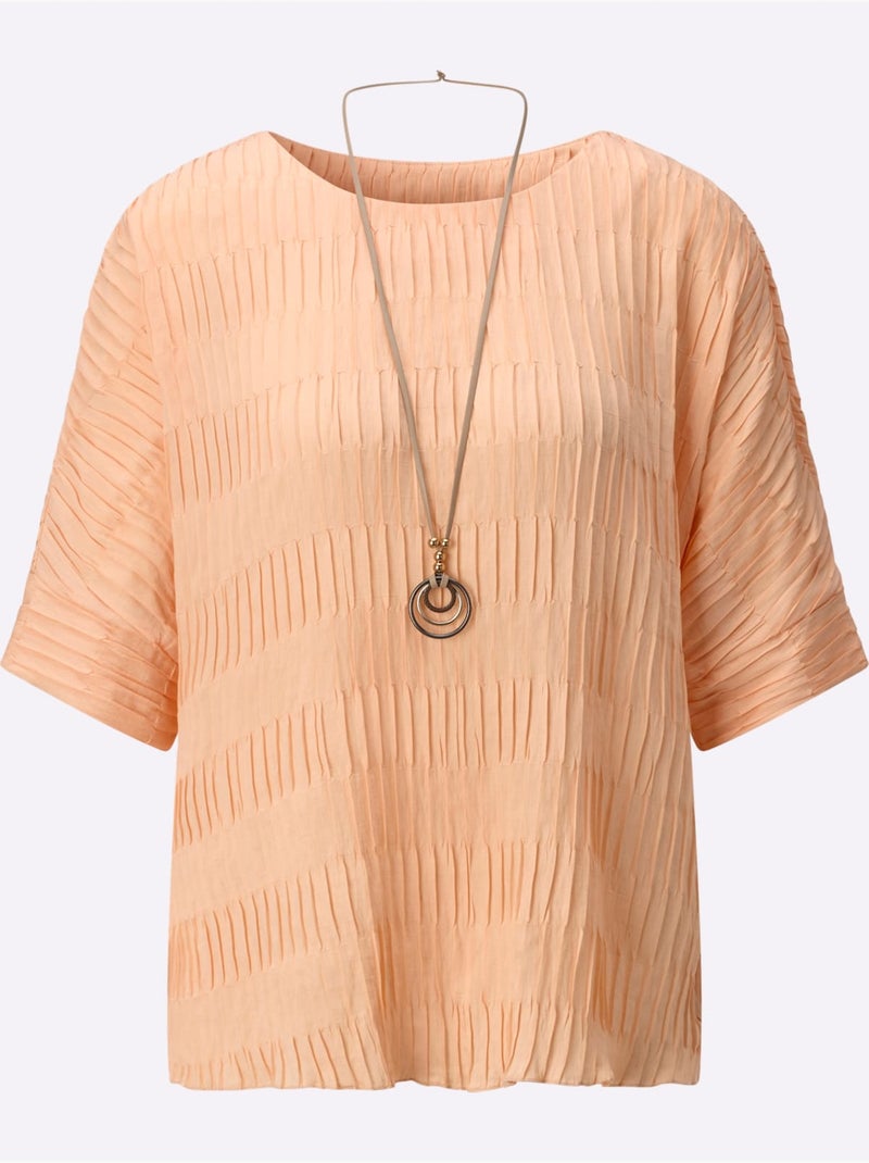 Chemisier Mélange Viscose-lin Estival - Taille Standard - Helline Abricot - Kiabi