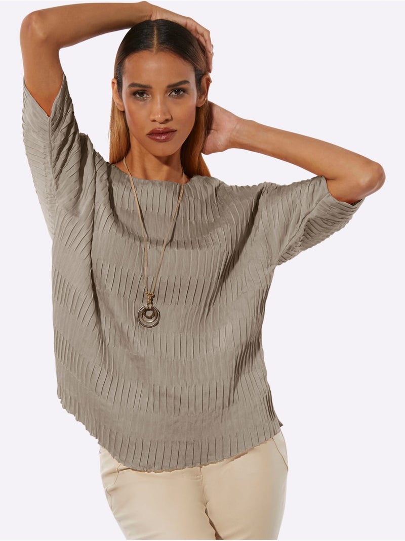 Chemisier Mélange Viscose-lin Estival - Taille Standard - Helline Beige - Kiabi