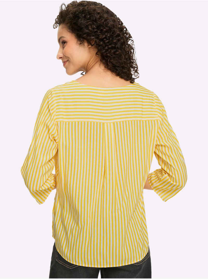 Chemisier Motif à Rayures Mode - Taille Standard - Helline Blanc Jaune - Kiabi