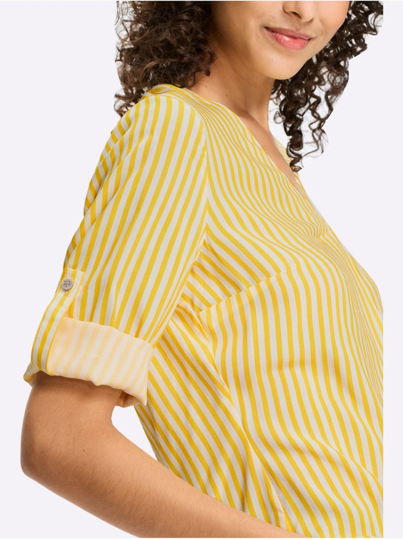 Chemisier Motif à Rayures Mode - Taille Standard - Helline Blanc Jaune - Kiabi