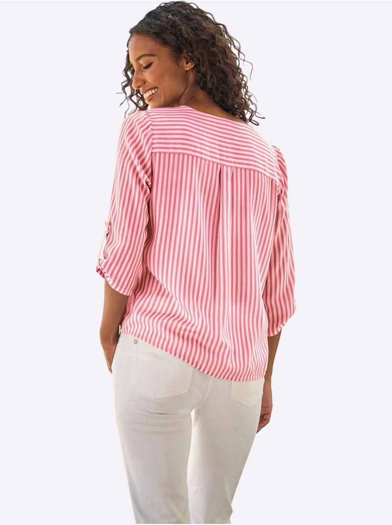 Chemisier Motif à Rayures Mode - Taille Standard - Helline Rose - Kiabi