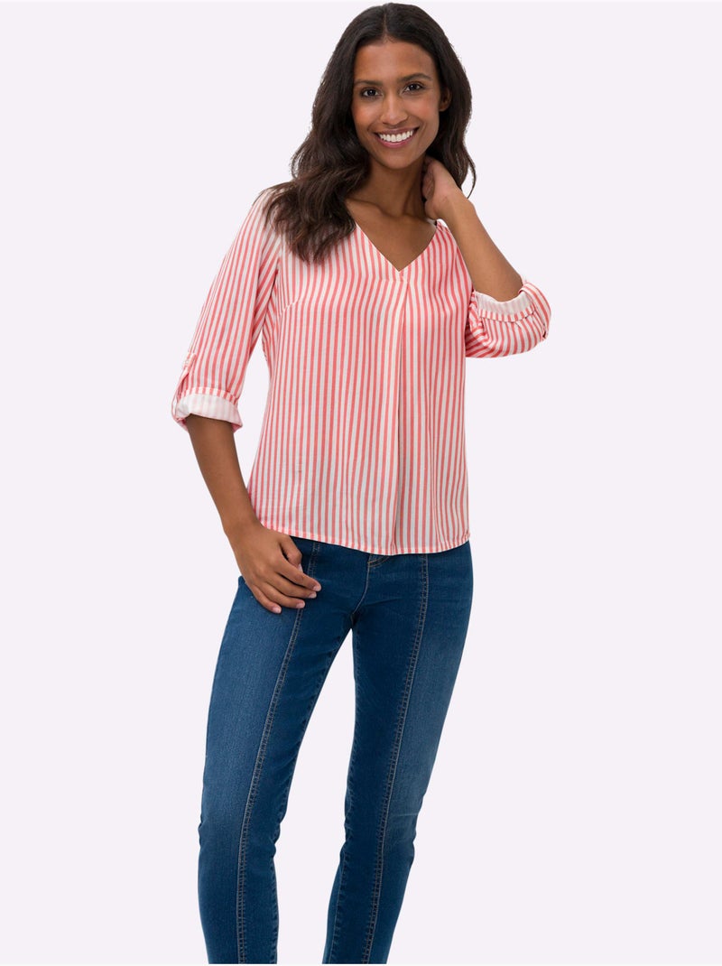 Chemisier Motif à Rayures Mode - Taille Standard - Helline Rose - Kiabi