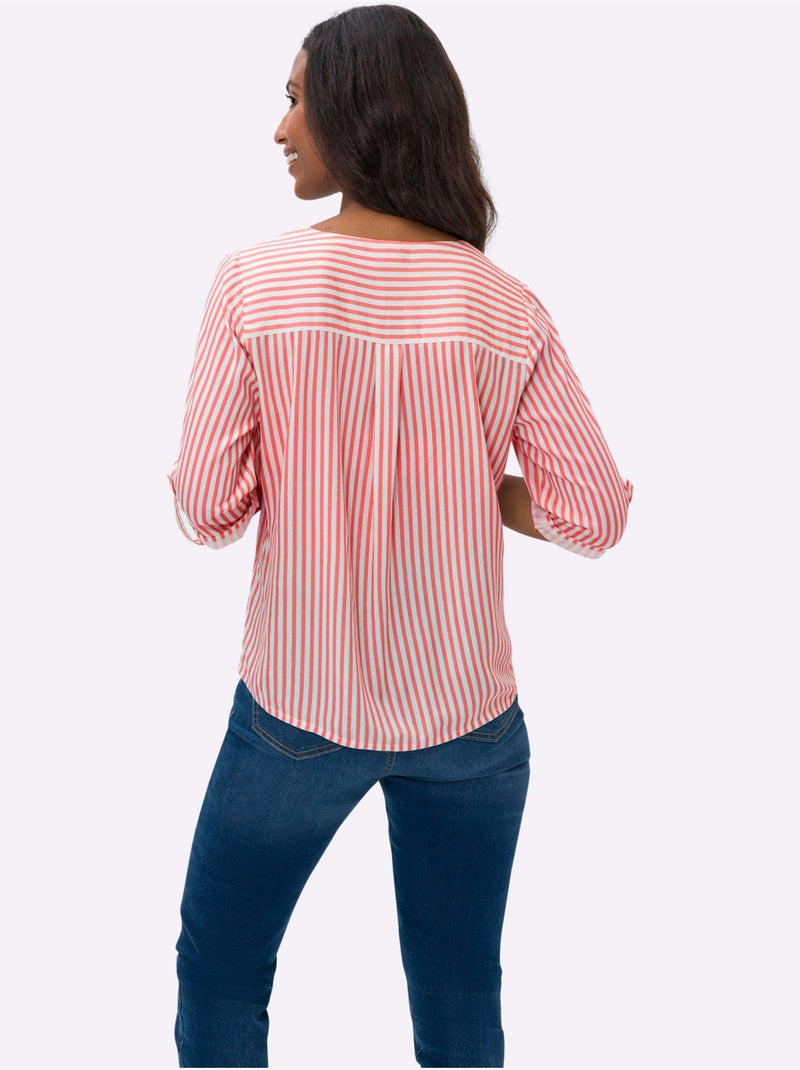 Chemisier Motif à Rayures Mode - Taille Standard - Helline Rose - Kiabi