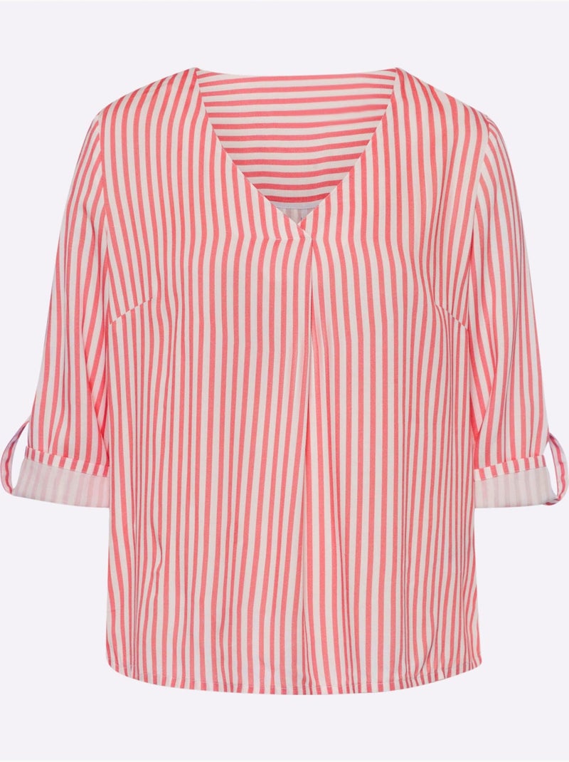 Chemisier Motif à Rayures Mode - Taille Standard - Helline Rose - Kiabi