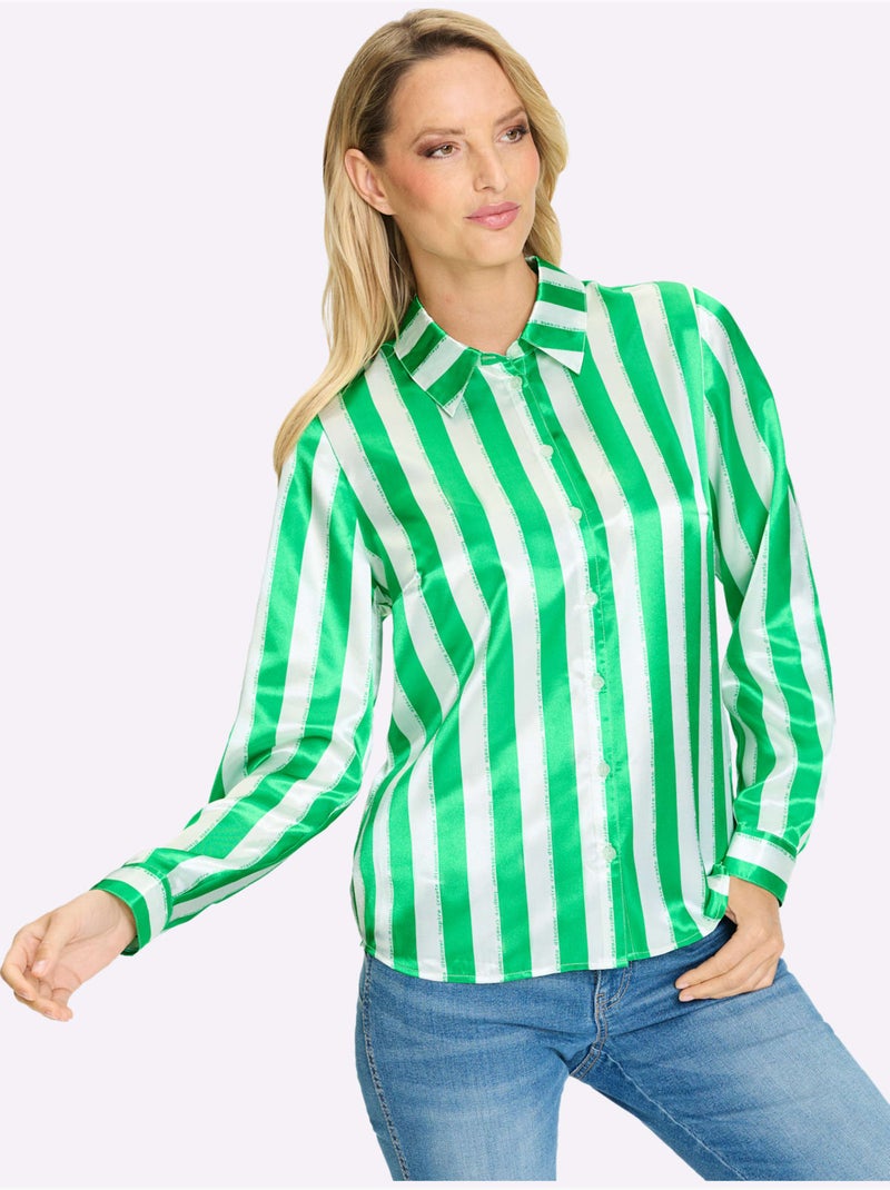 Chemisier Motif à Rayures Mode - Taille Standard - helline Vert - Kiabi