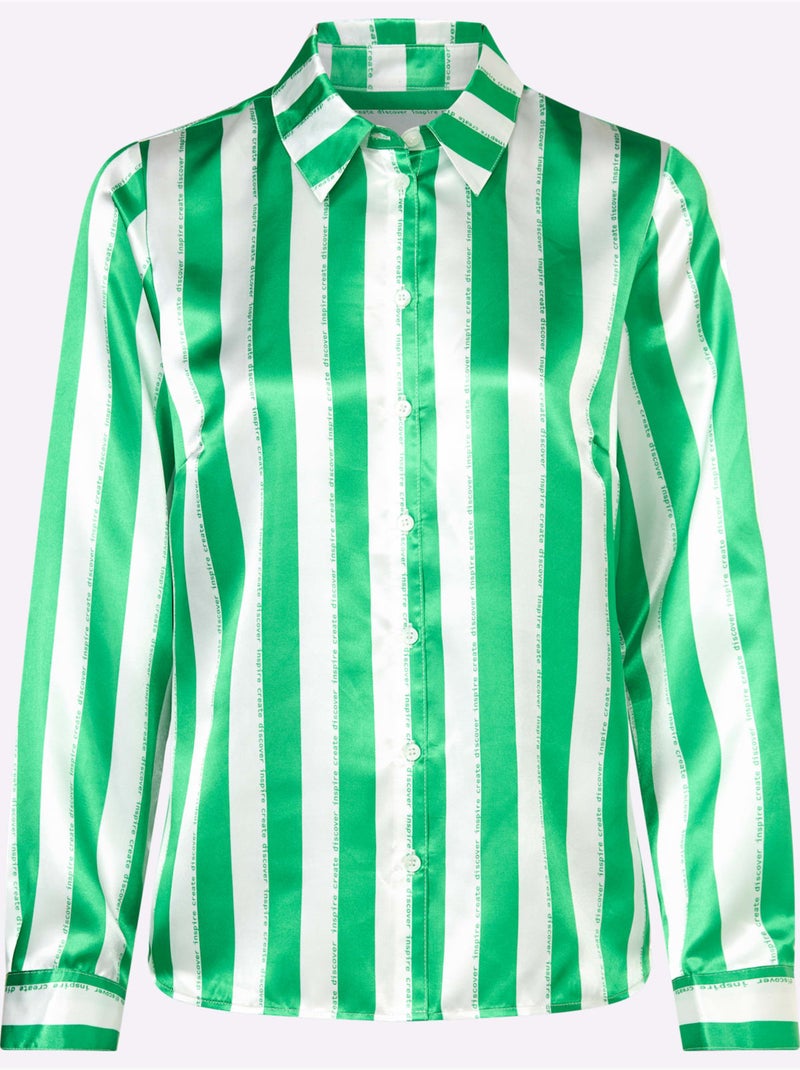 Chemisier Motif à Rayures Mode - Taille Standard - helline Vert - Kiabi
