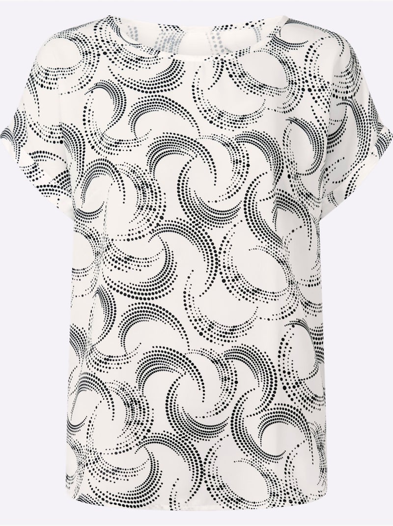 Chemisier Motif Abstrait - Taille Standard - Helline Noir Ecru Noir - Kiabi