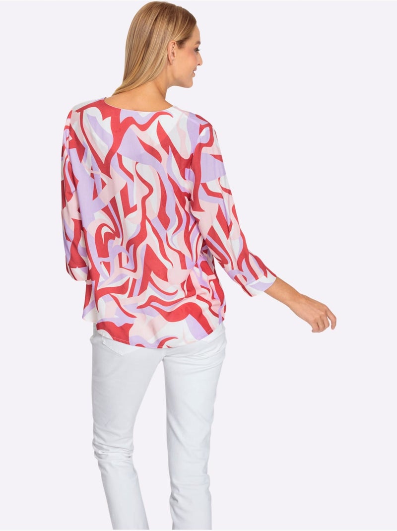 Chemisier Motif Abstrait - Taille Standard - Helline Rose - Kiabi