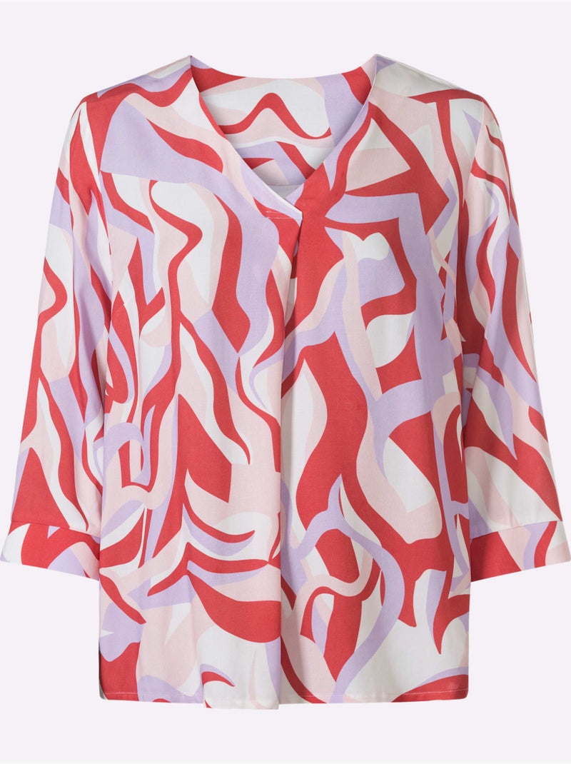 Chemisier Motif Abstrait - Taille Standard - Helline Rose - Kiabi