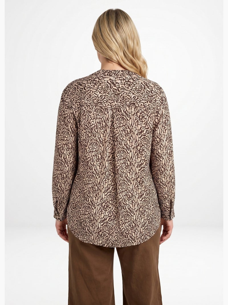 Chemisier motif animalier avec fil doré - afibel Ecru/Marine - Kiabi