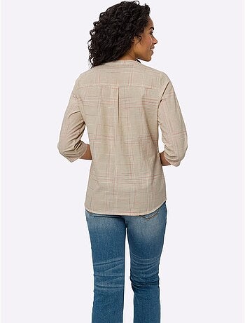 Chemisier Motif Carreaux, Dégradé De Couleurs Tendance - Taille Standard - Moda Vilona