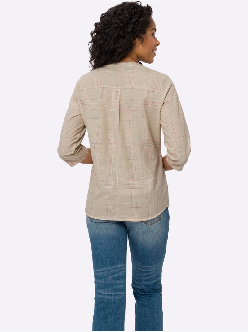 Chemisier Motif Carreaux, Dégradé De Couleurs Tendance - Taille Standard - Moda Vilona Brique/Sable - Kiabi