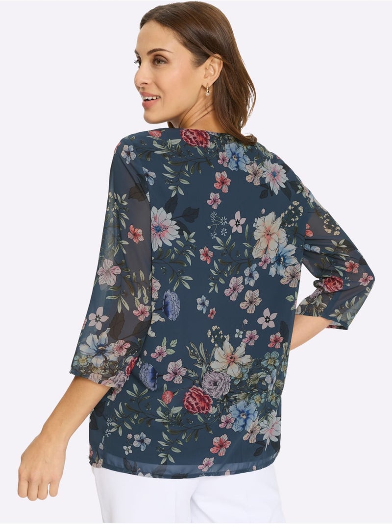 Chemisier Motif Féminin - Taille Standard - Witt Bleu Blanc - Kiabi