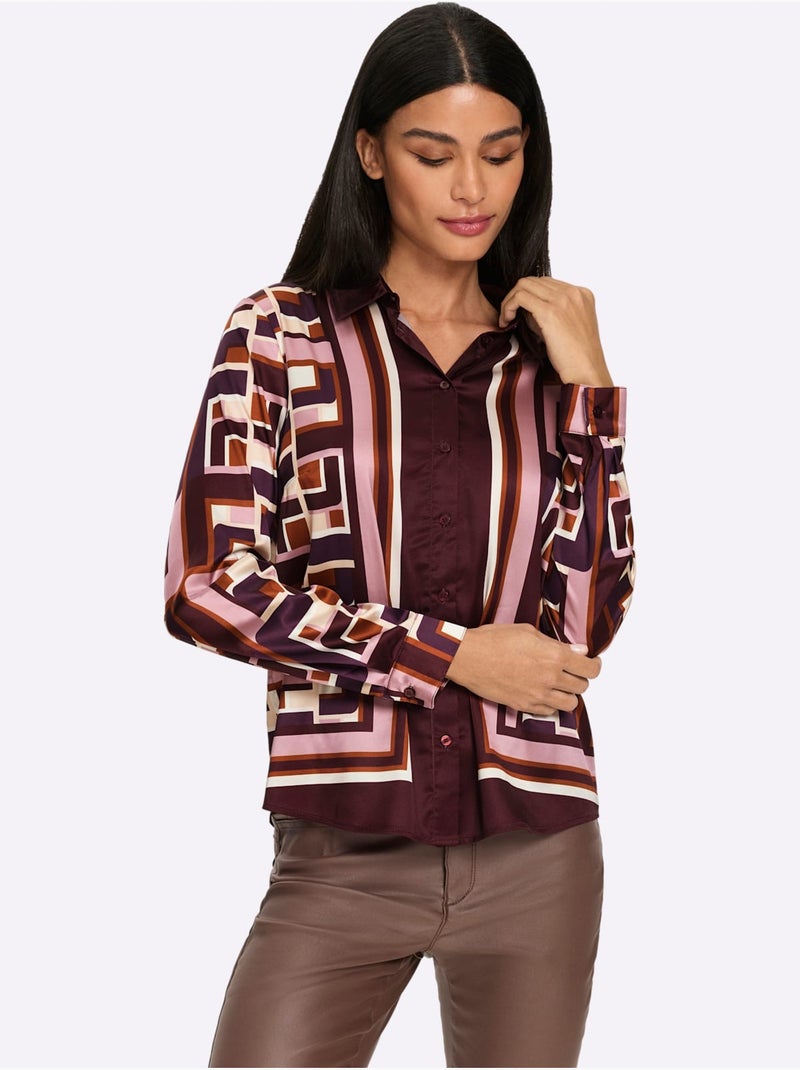 Chemisier Motif Graphique - Taille Standard - Helline Bordeaux - Kiabi