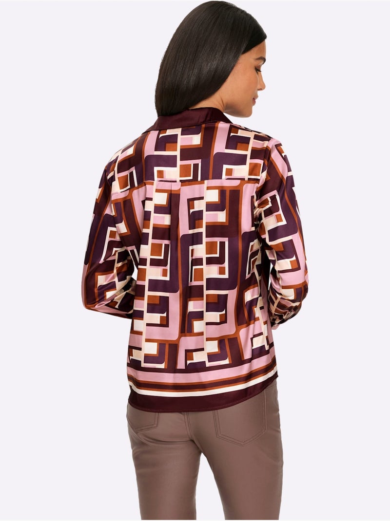 Chemisier Motif Graphique - Taille Standard - Helline Bordeaux - Kiabi