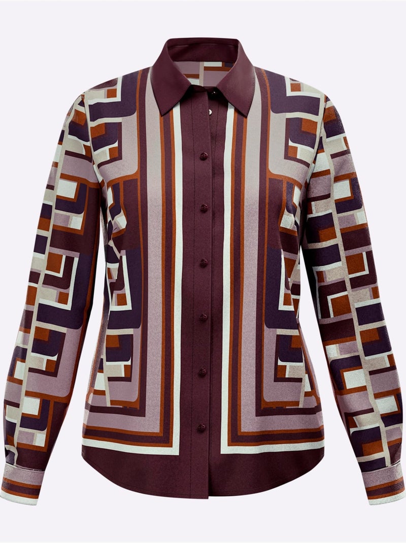 Chemisier Motif Graphique - Taille Standard - Helline Bordeaux - Kiabi