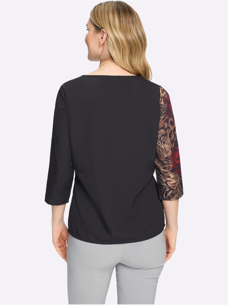 Chemisier Motif Imprimé - Taille Standard - Moda Vilona Noir Rouge - Kiabi