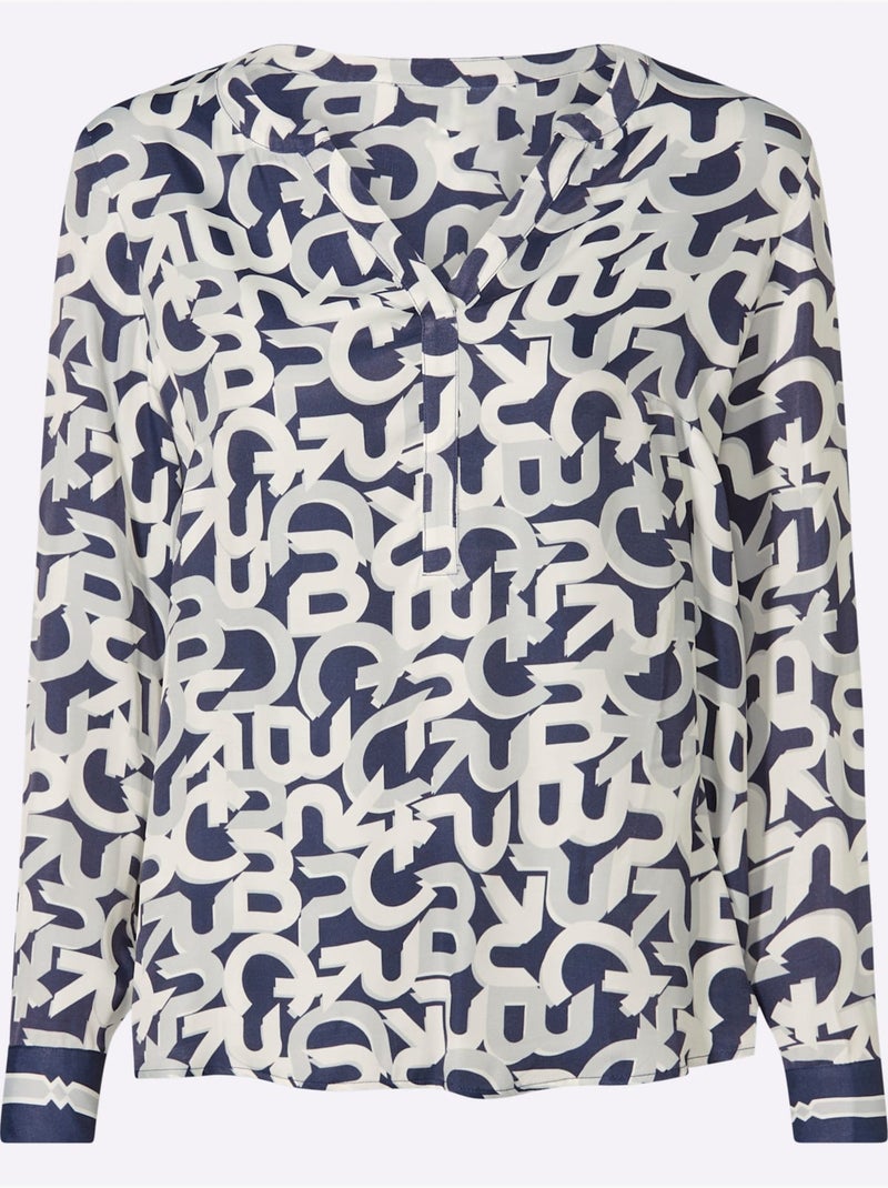 Chemisier Motif Imprimé Exclusif - Taille Standard - Helline Ecru/Marine - Kiabi