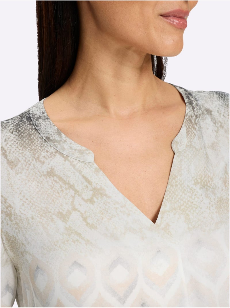 Chemisier Motif Imprimé Exclusif - Taille Standard - Helline Noir Ecru - Kiabi