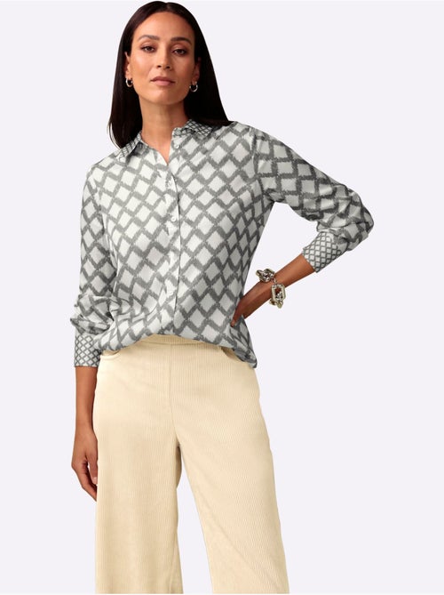 Chemisier Motif Losanges Mode - Taille Standard - Helline - Kiabi Chemisier Motif Losanges Mode - Taille Standard - Helline - Kiabi