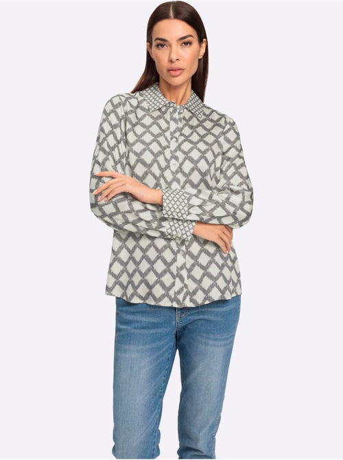 Chemisier Motif Losanges Mode - Taille Standard - Helline - Kiabi Chemisier Motif Losanges Mode - Taille Standard - Helline - Kiabi