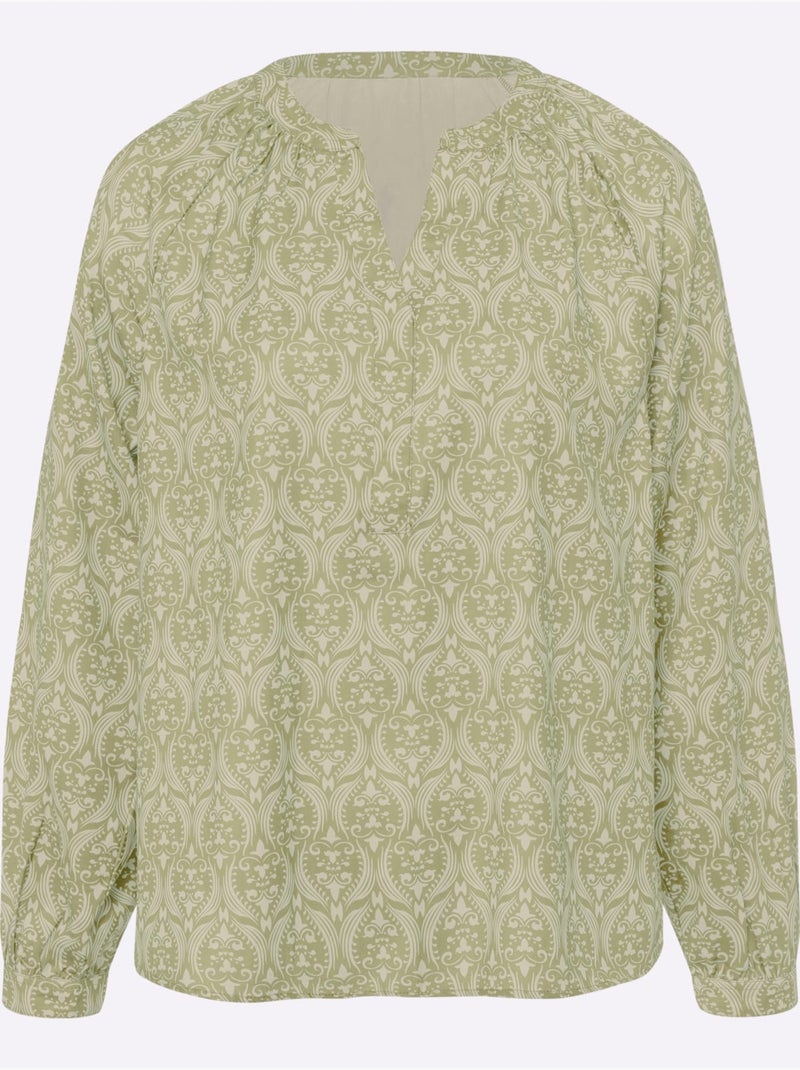 Chemisier Motif Paisley - Taille Standard - Helline Beige/Vert - Kiabi