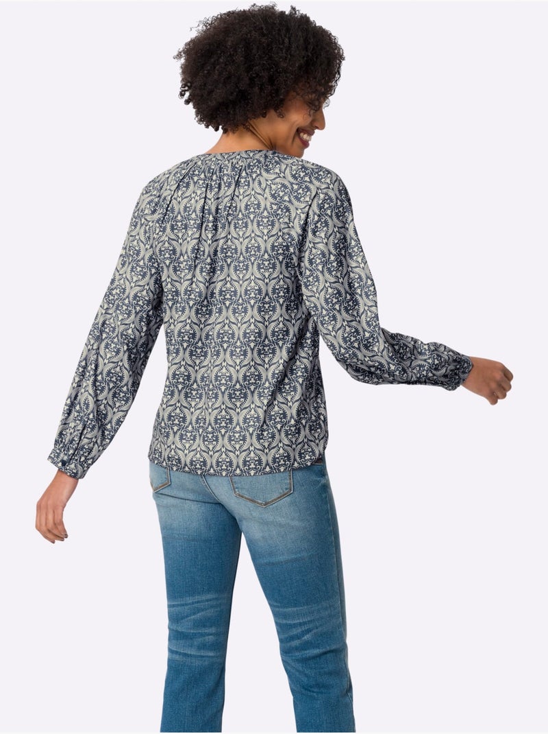 Chemisier Motif Paisley - Taille Standard - Helline Bleu Beige - Kiabi