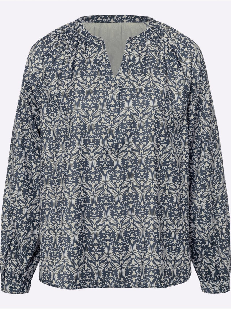 Chemisier Motif Paisley - Taille Standard - Helline Bleu Beige - Kiabi