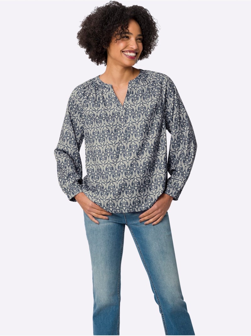 Chemisier Motif Paisley - Taille Standard - Helline Bleu Beige - Kiabi