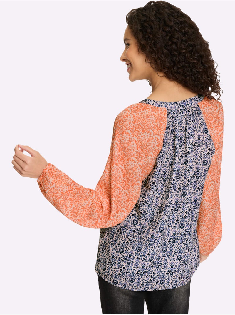 Chemisier Motif Paisley - Taille Standard - Helline Bleu Orange Bleu - Kiabi