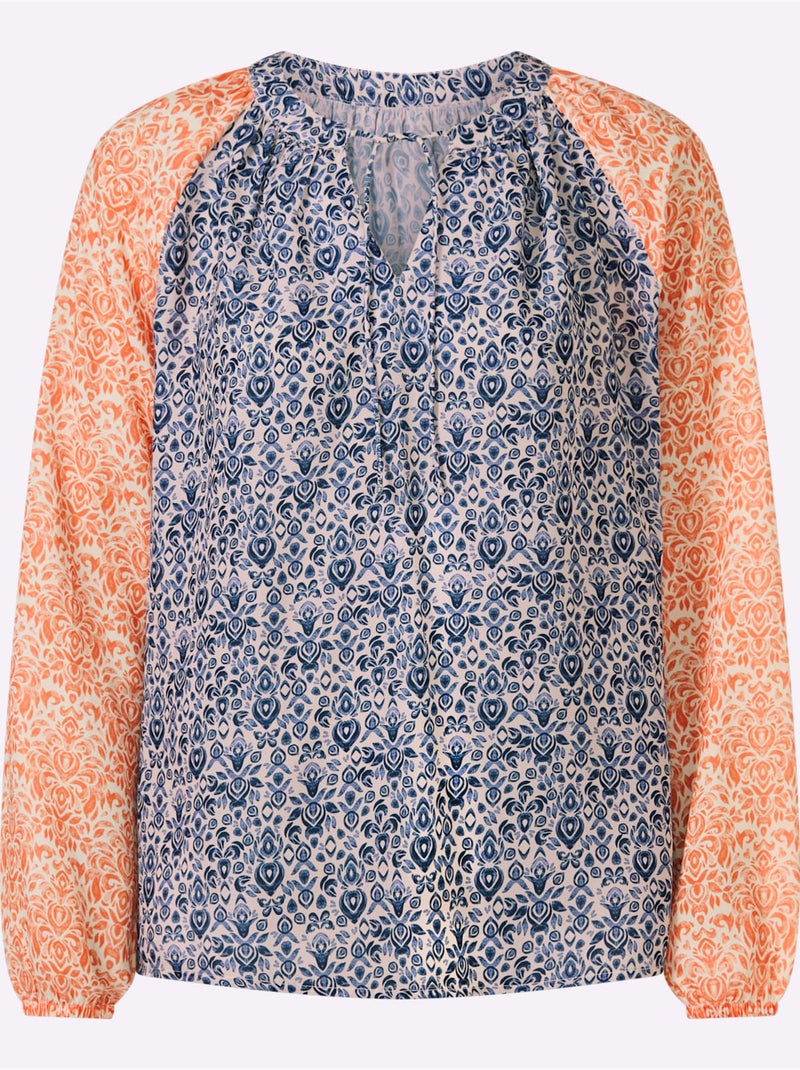 Chemisier Motif Paisley - Taille Standard - Helline Bleu Orange Bleu - Kiabi