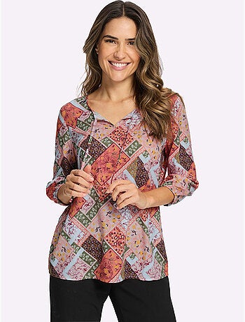Chemisier Motif Patchwork - Taille Standard - Moda Vilona