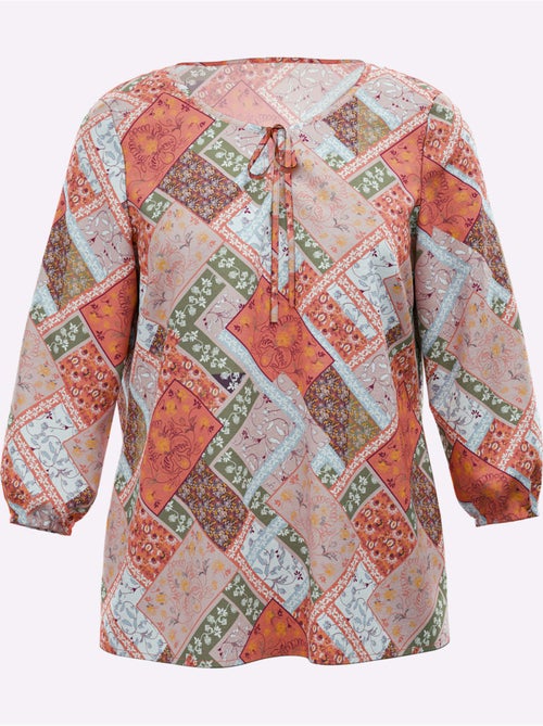 Chemisier Motif Patchwork - Taille Standard - Moda Vilona - Kiabi Chemisier Motif Patchwork - Taille Standard - Moda Vilona - Kiabi