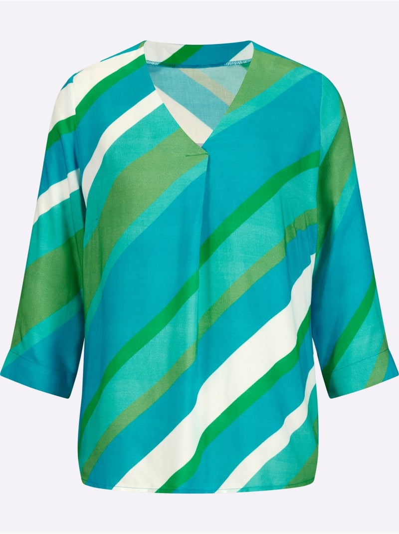 Chemisier Motif Rayé Moderne - Taille Standard - Helline Vert émeraude - Kiabi