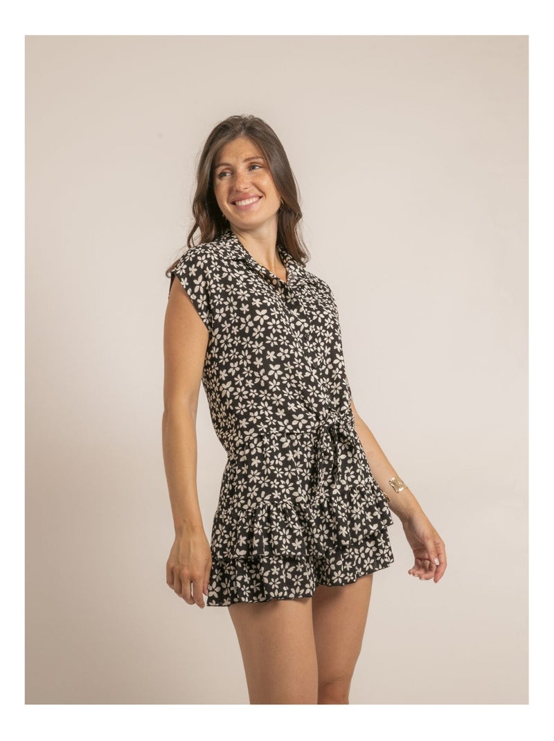 Chemisier motifs nouée OLBA Noir - Kiabi