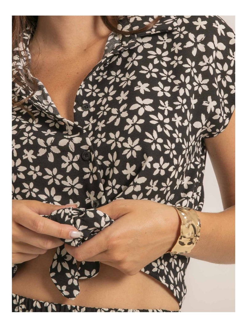Chemisier motifs nouée OLBA Noir - Kiabi