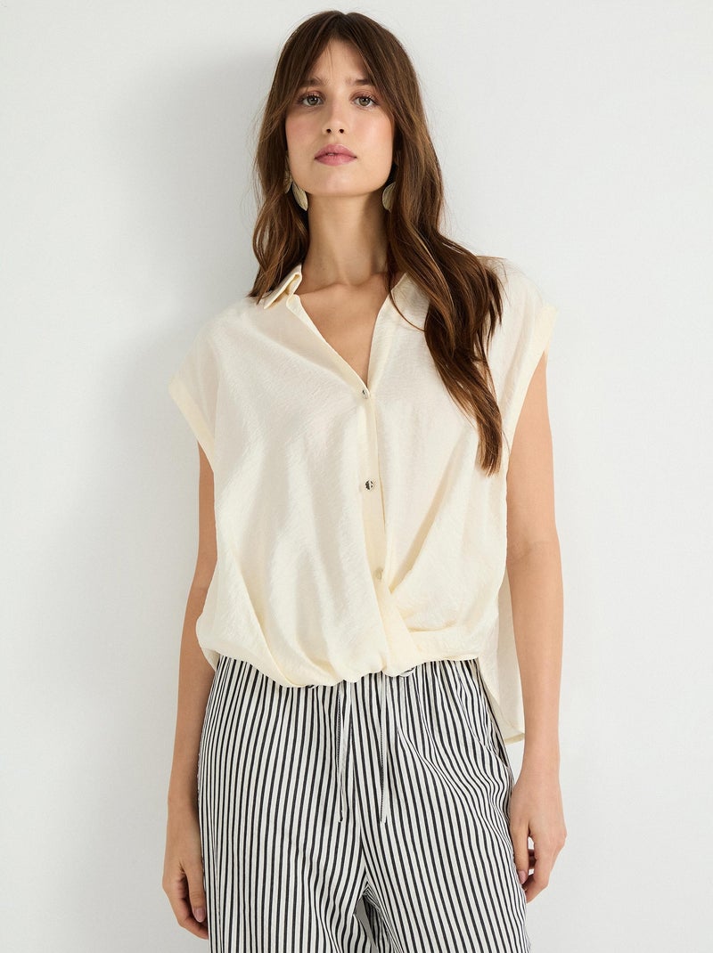 Chemisier noué pour femme MO Fashion Ecru - Kiabi
