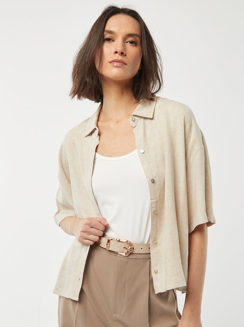 Chemisier oversize en lin BLANC - Kiabi