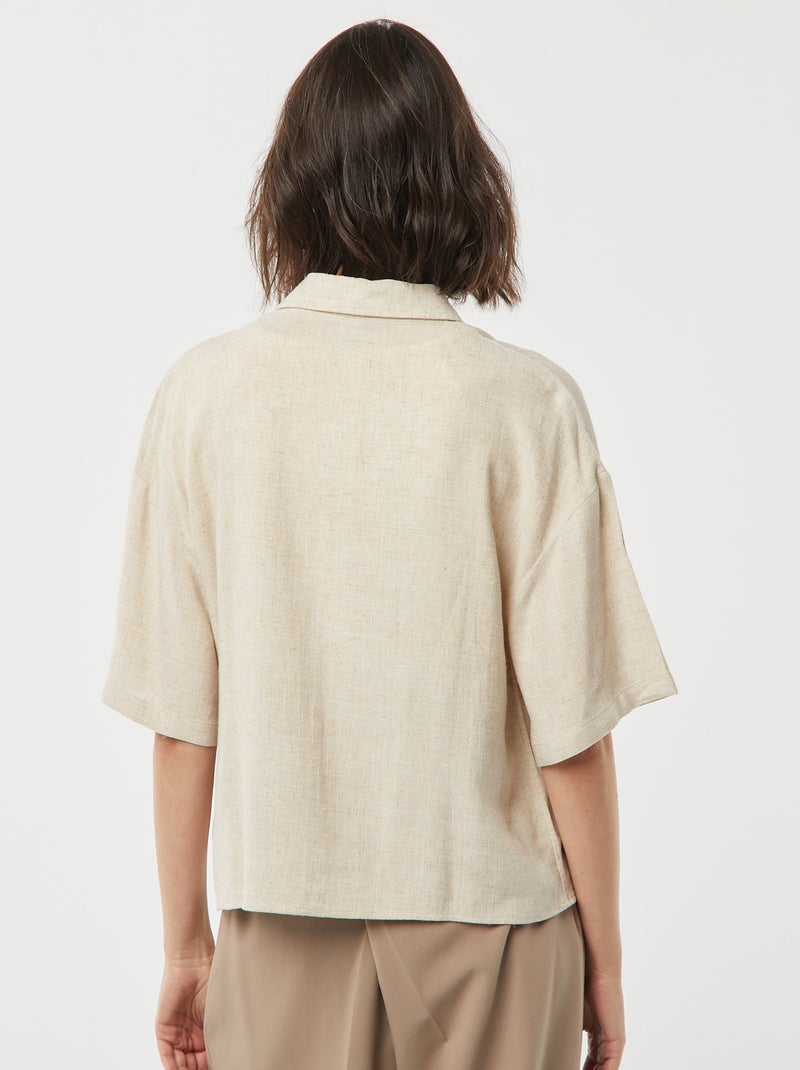 Chemisier oversize en lin BLANC - Kiabi