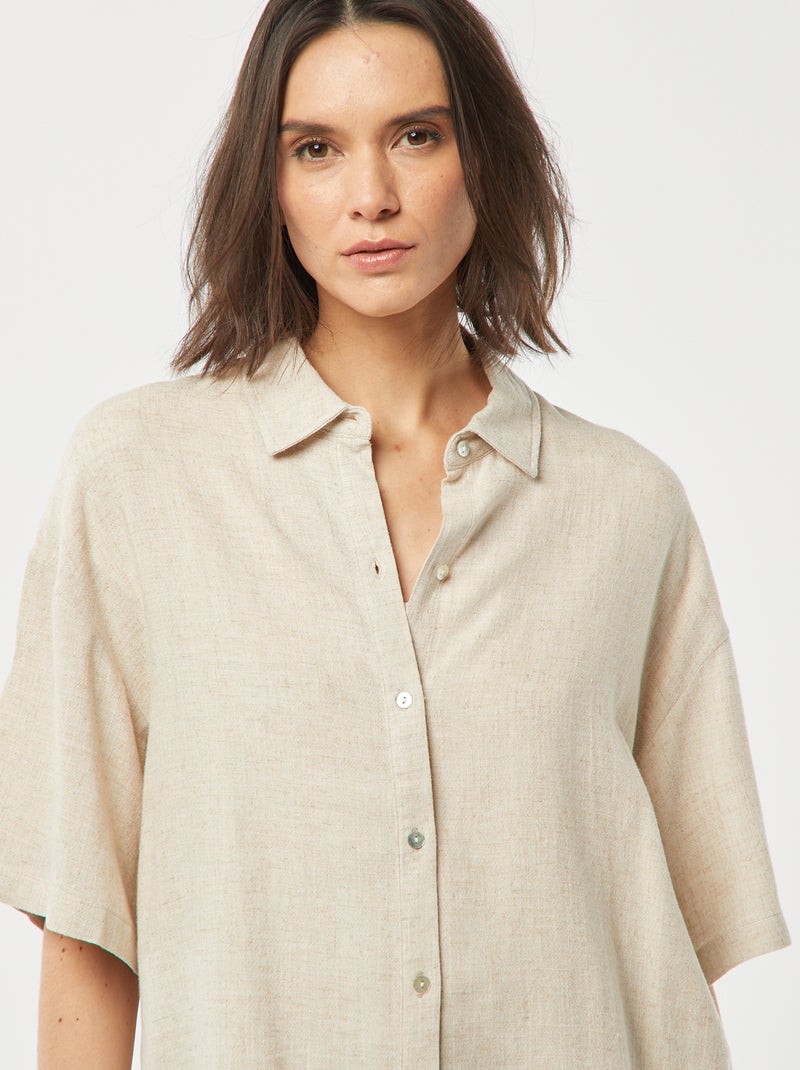 Chemisier oversize en lin BLANC - Kiabi