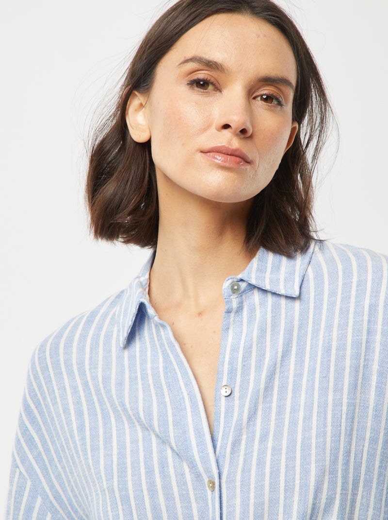 Chemisier oversize en lin BLEU - Kiabi