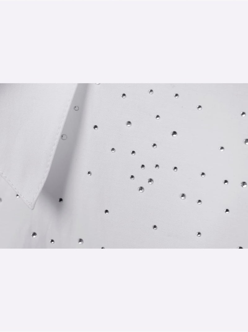 Chemisier Petites Pierres Brillantes Fantaisie - Taille Standard - Helline Blanc - Kiabi
