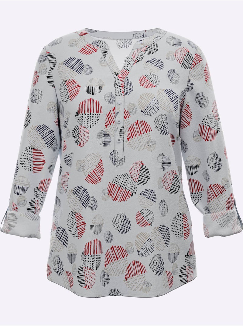 Chemisier Plis Creux Au Dos Pour Plus D'ampleur - Taille Standard - Witt Blanc Rouge - Kiabi