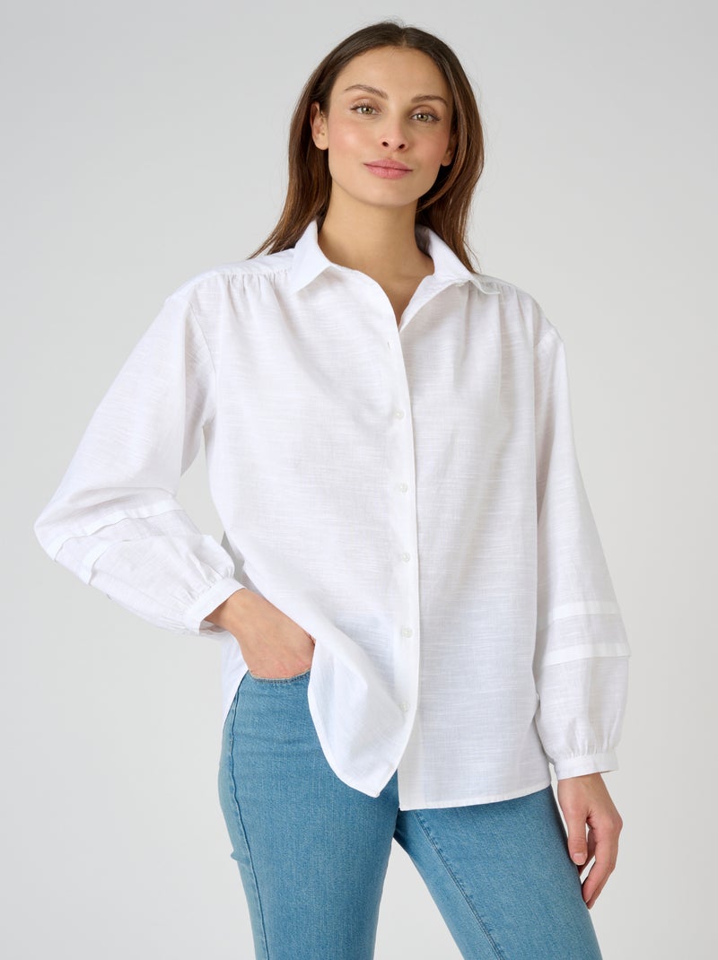 Chemisier plis fantaisie - Damart Blanc - Kiabi