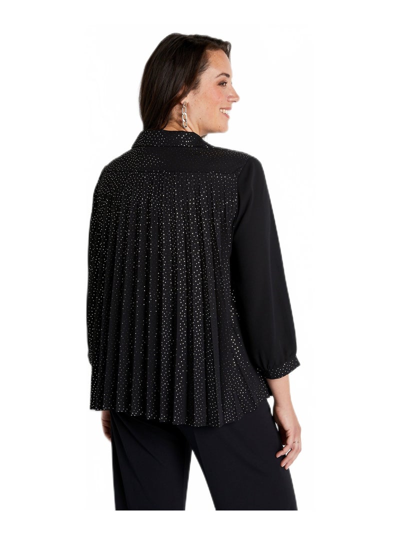 Chemisier plissé dos mi-long Noir - Kiabi